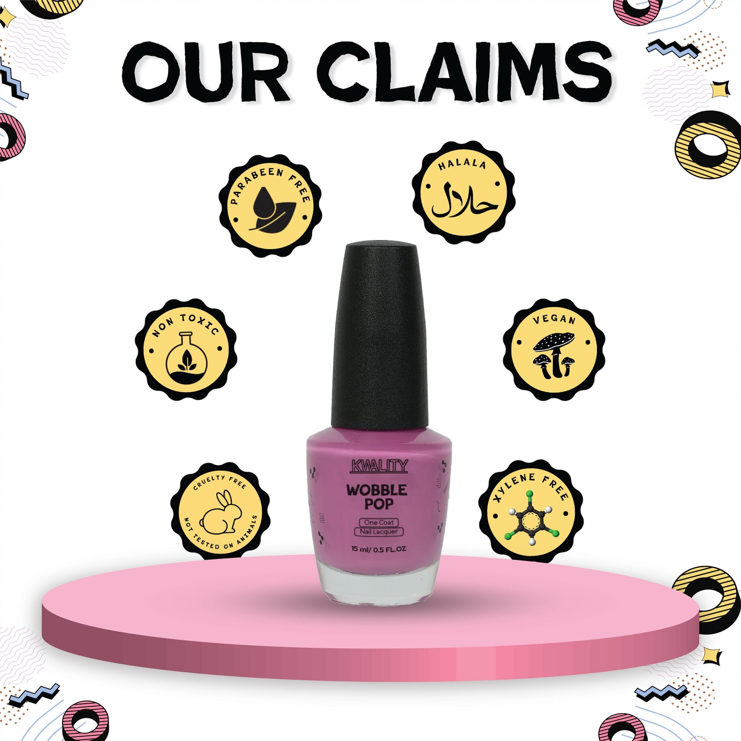 Wobblepop Nail Paint Mauve Pink - 15ml