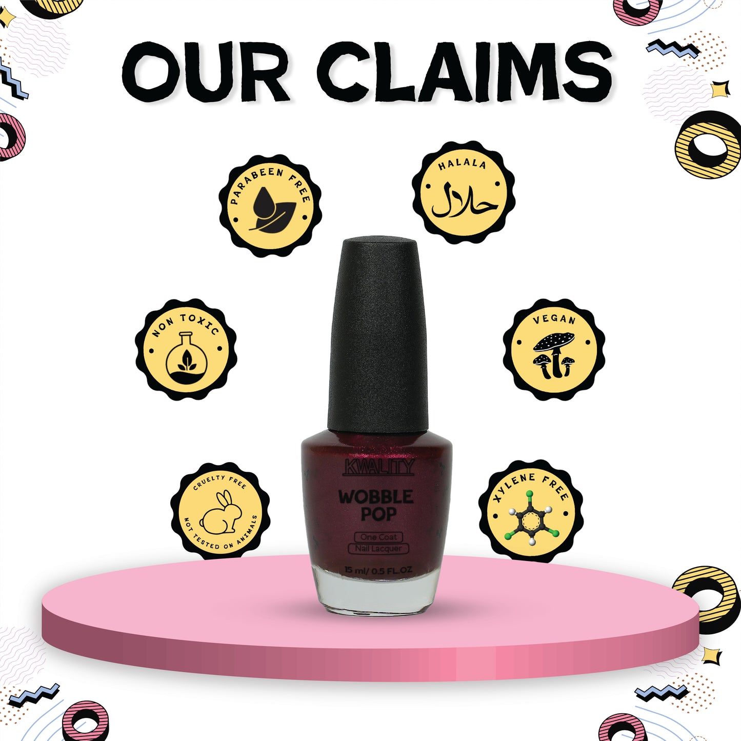 Wobblepop Nail Paint Ruby Wood - 15ml