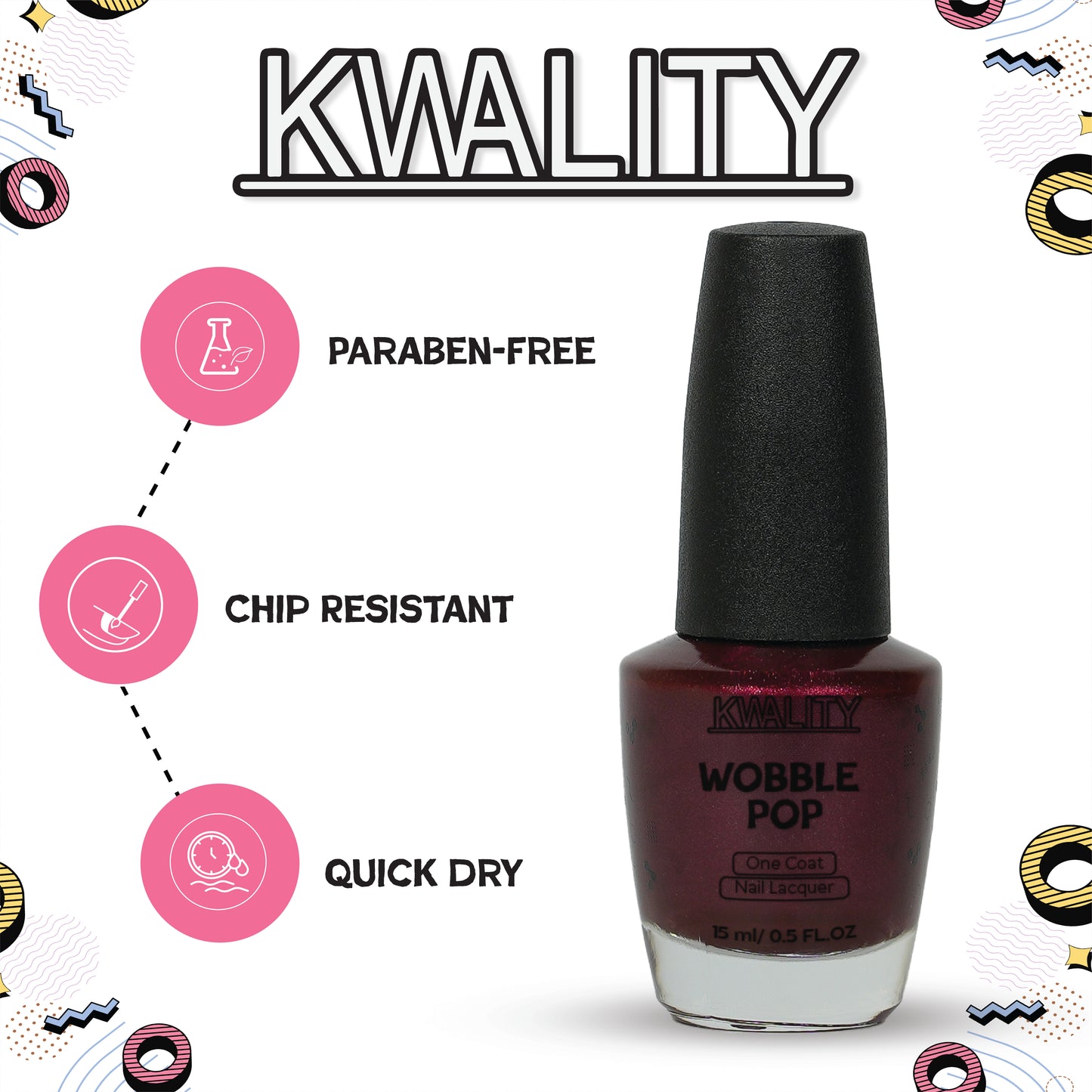 Wobblepop Nail Paint Ruby Wood - 15ml