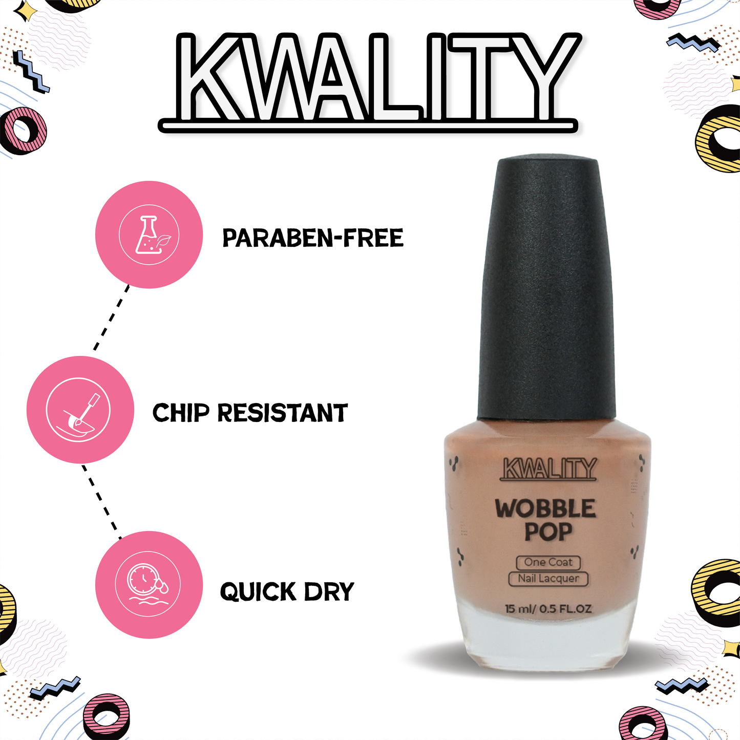 Wobblepop Nail Paint Peach Glow - 15ml