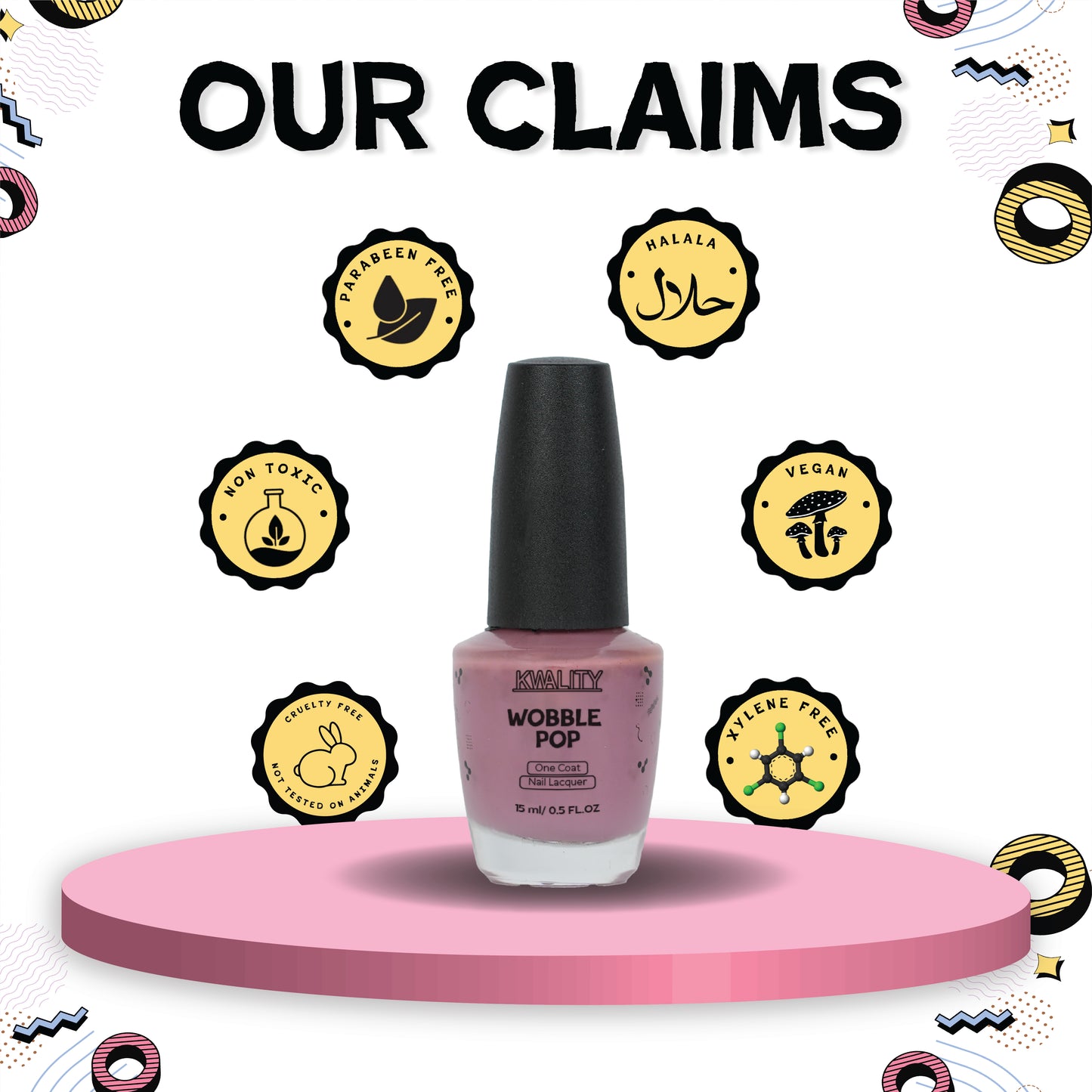 Wobblepop Nail Paint Beach Pink - 15ml