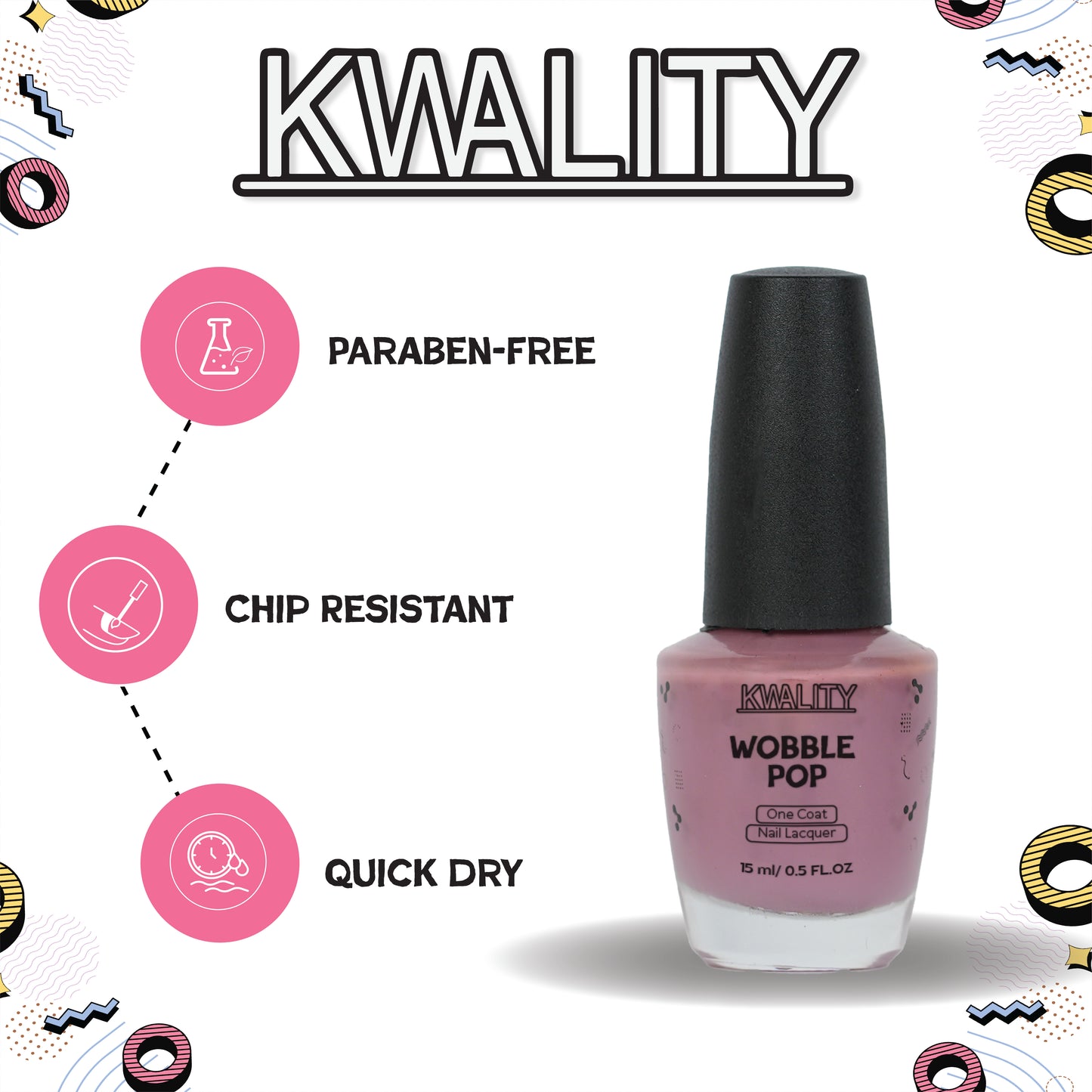Wobblepop Nail Paint Beach Pink - 15ml