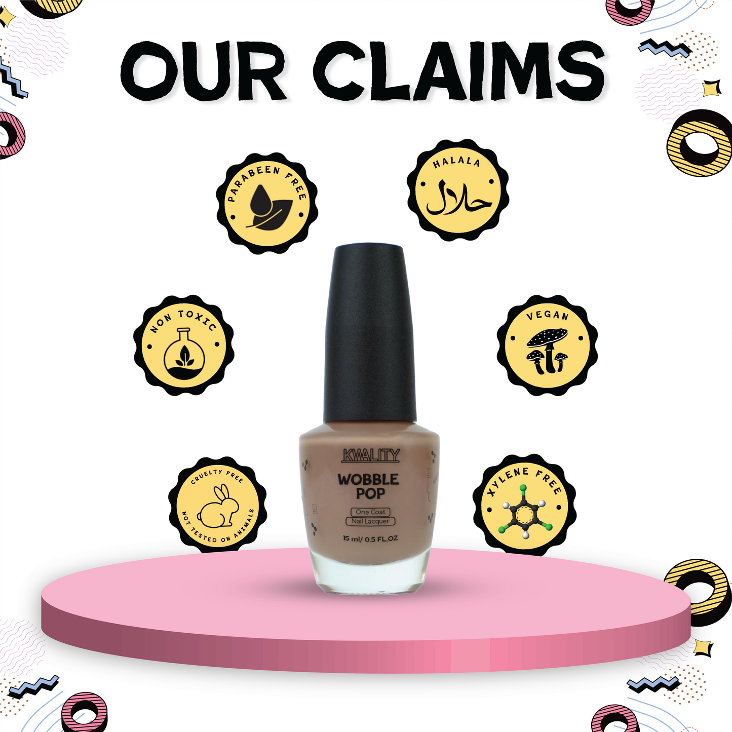 Wobblepop Nail Paint Nude Brown - 15ml