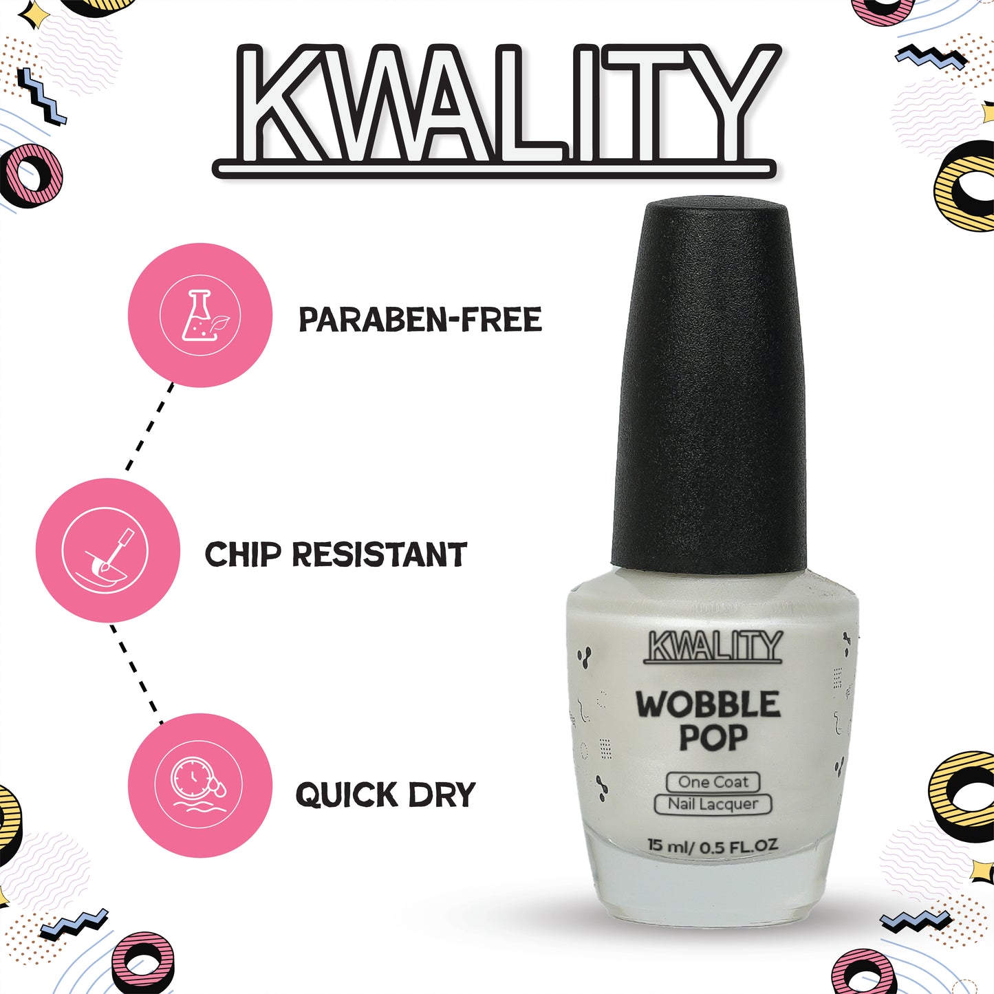 Wobblepop Nail Paint Pearl White - 15ml