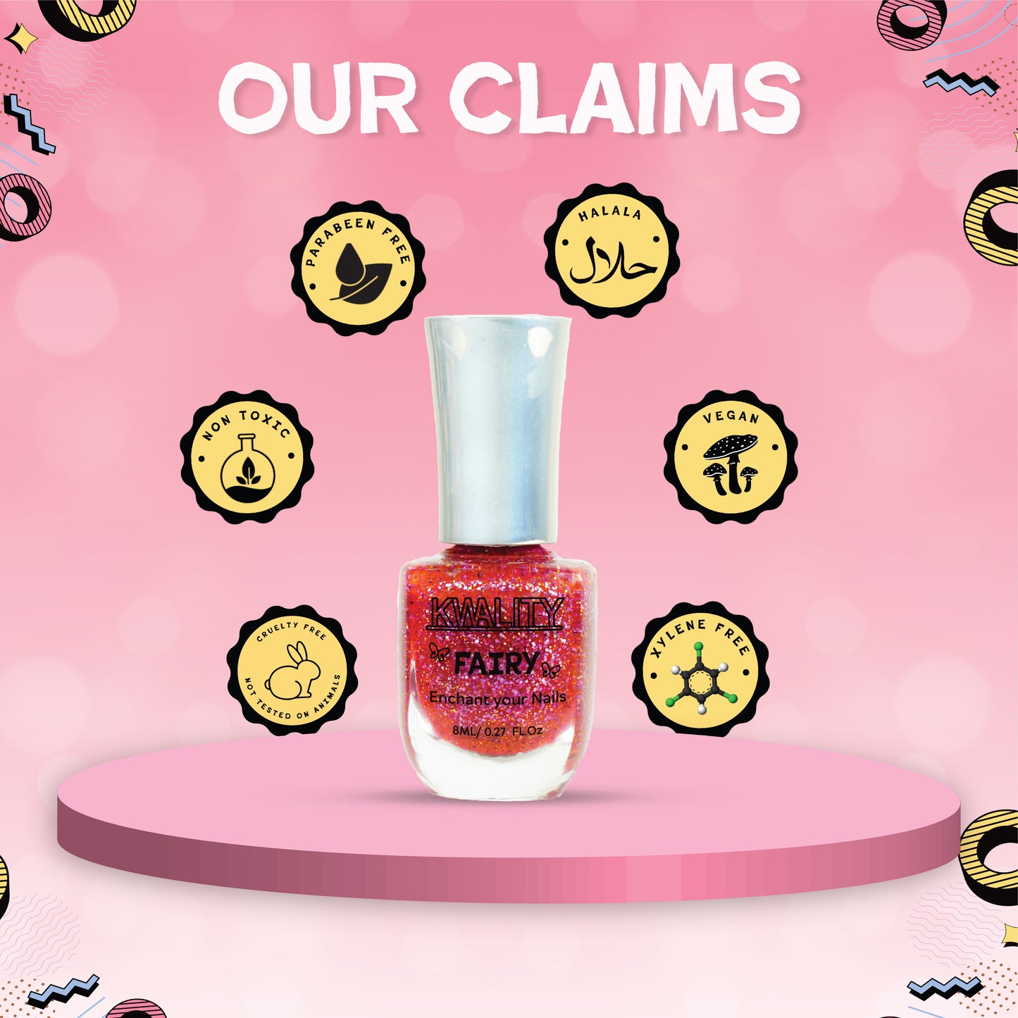 Fairy Nail Paint Crimson Pink - 15ml