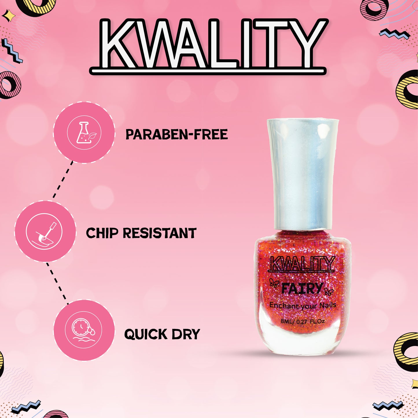 Fairy Nail Paint Crimson Pink - 15ml