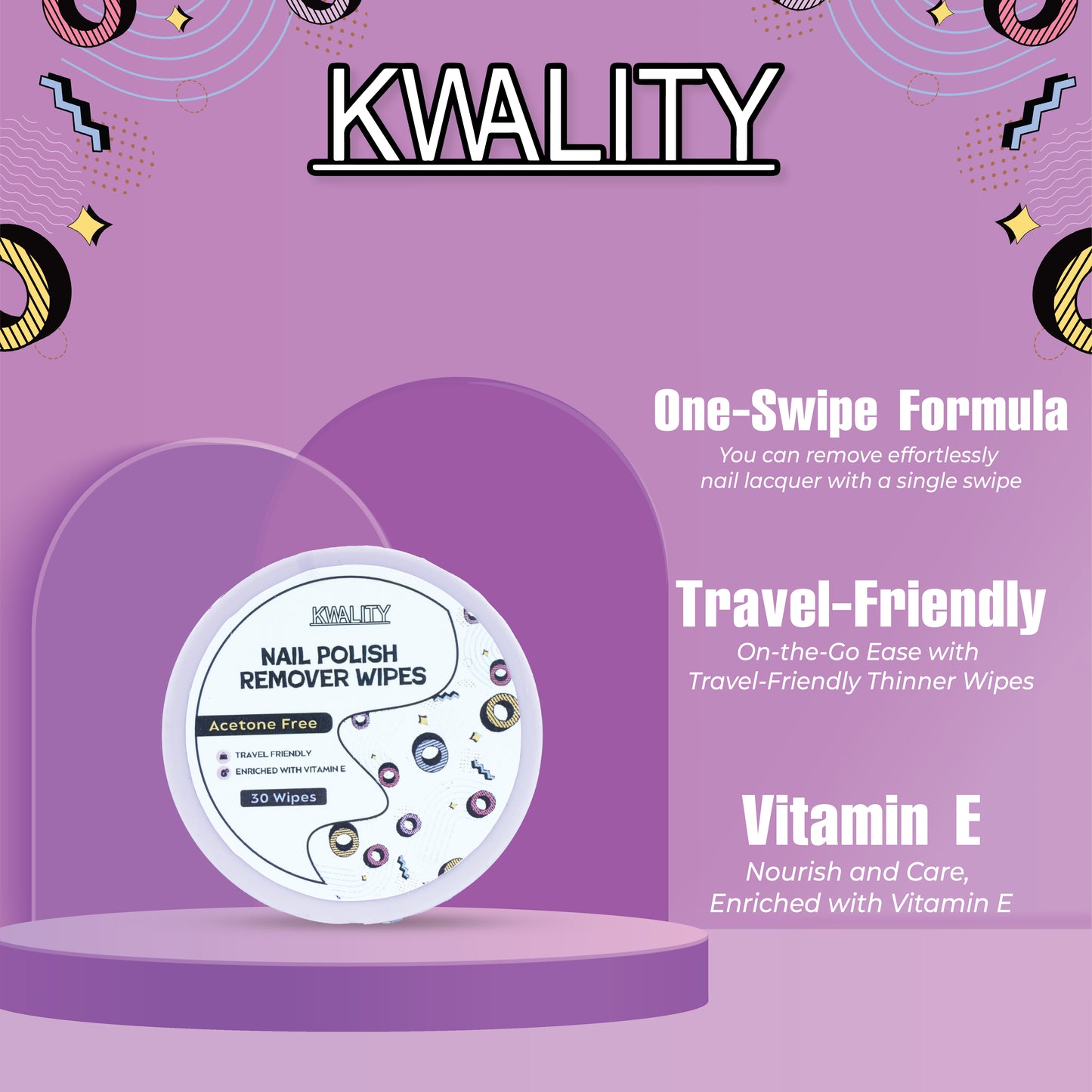 Berry Fresh Nail Polish Remover Wipes- 30 pieces | Paraben Free | Vitamin E | Acetone-Free