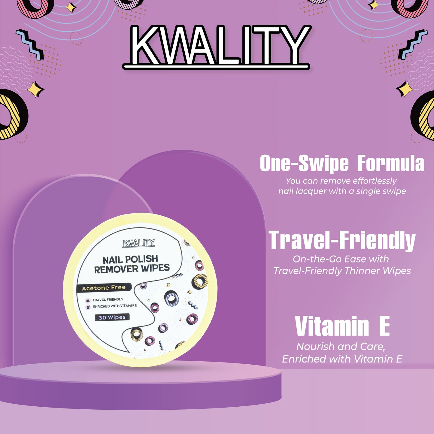 Cotton Candy Nail Polish Remover Wipes - 30 pieces | Paraben Free | | Vitamin E | Acetone-Free