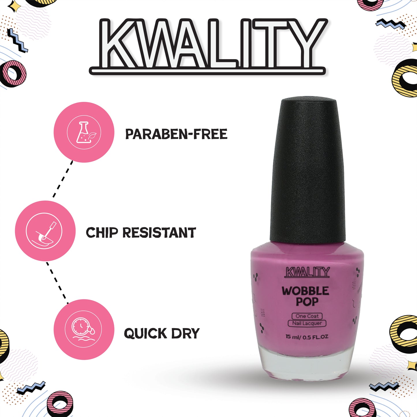 Wobblepop Nail Paint Mauve Pink - 15ml