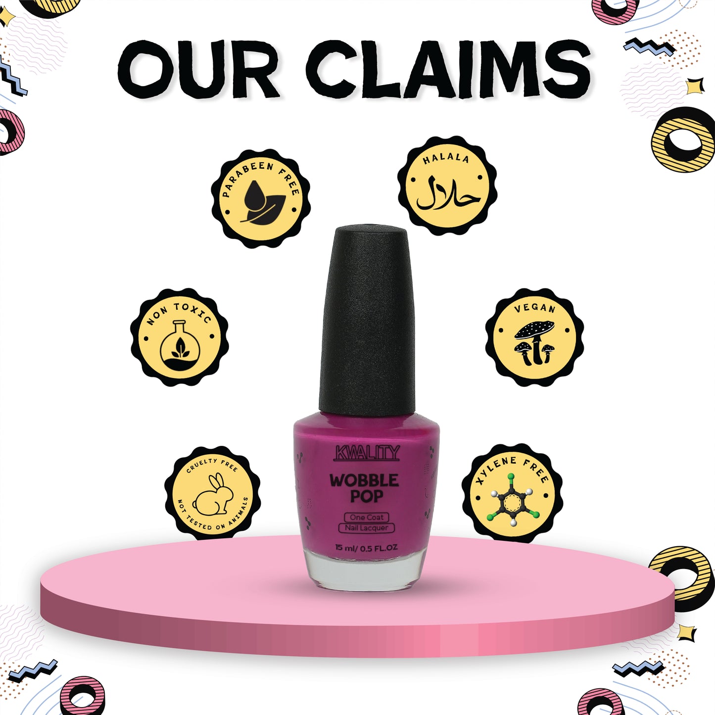 Wobblepop Nail Paint Raspberry - 15ml