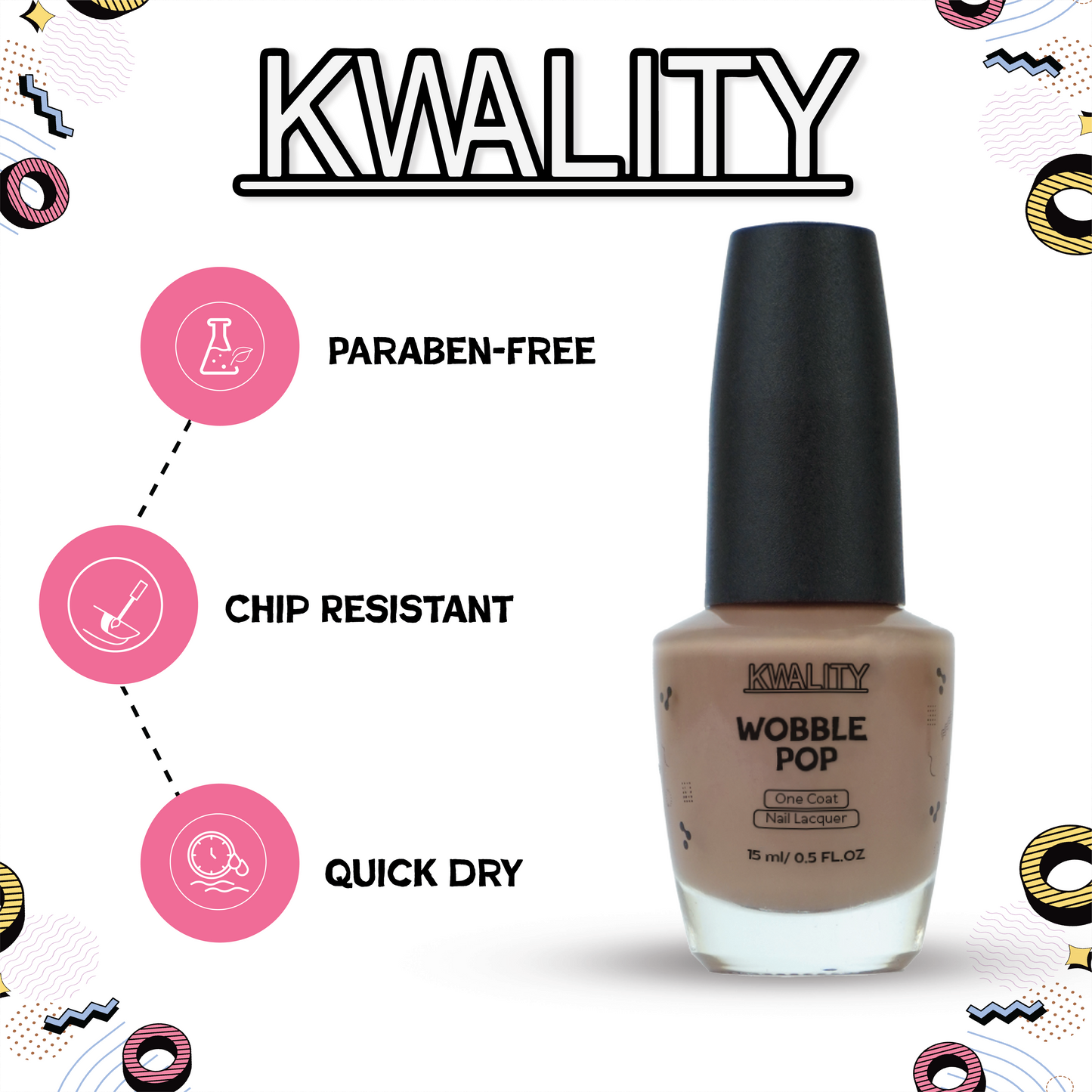 Wobblepop Nail Paint Nude Brown - 15ml