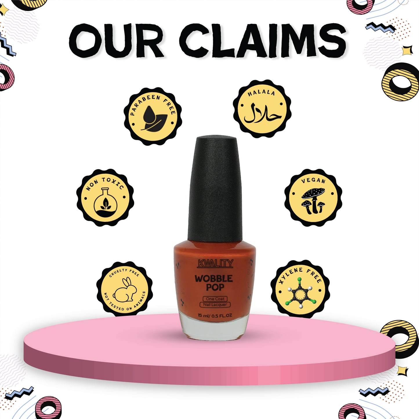 Wobblepop Nail Paint Burnt Orange - 15ml