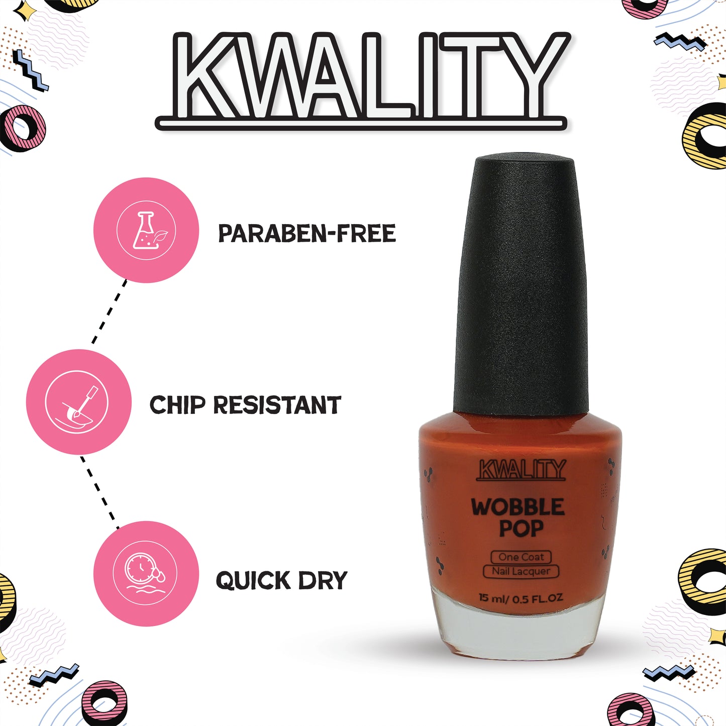 Wobblepop Nail Paint Burnt Orange - 15ml